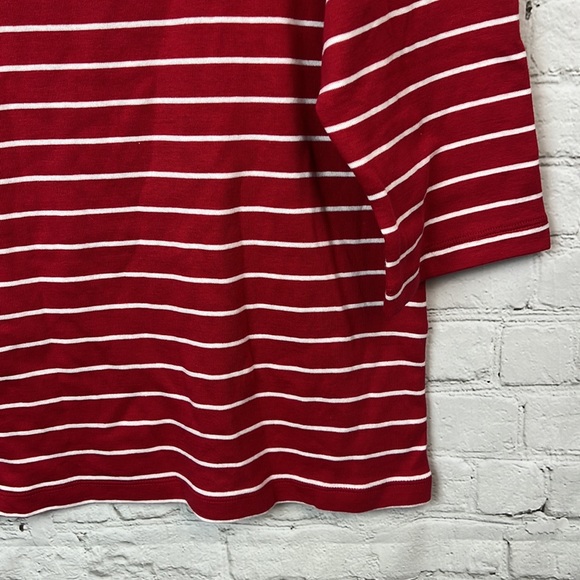 Red & White Striped Holiday Flip Flop 3/4 Sleeve Top Size XL Christmas - Picture 3 of 5